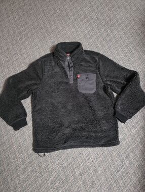 Black Sherpa Pullover Fleece Jacket